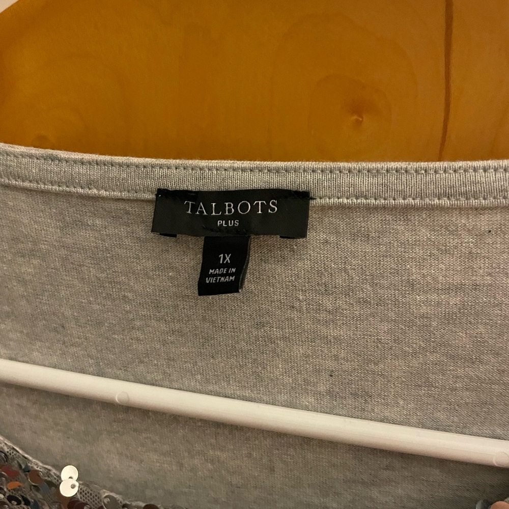 Talbots Gray Sequin Top - Picture 2 of 2